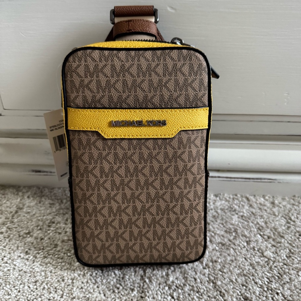 Michael Kors Cooper Daisy Yellow Sling Pack NWT